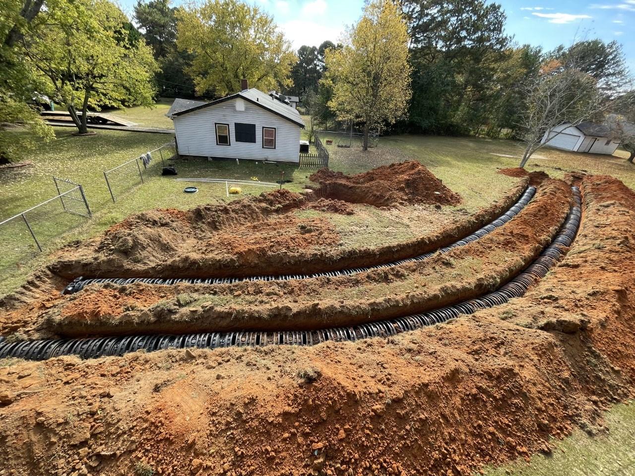 Drain lines installed by Bynum Septic